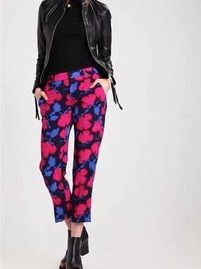 Banana Republic Pink & Blue Floral Cropped Pants